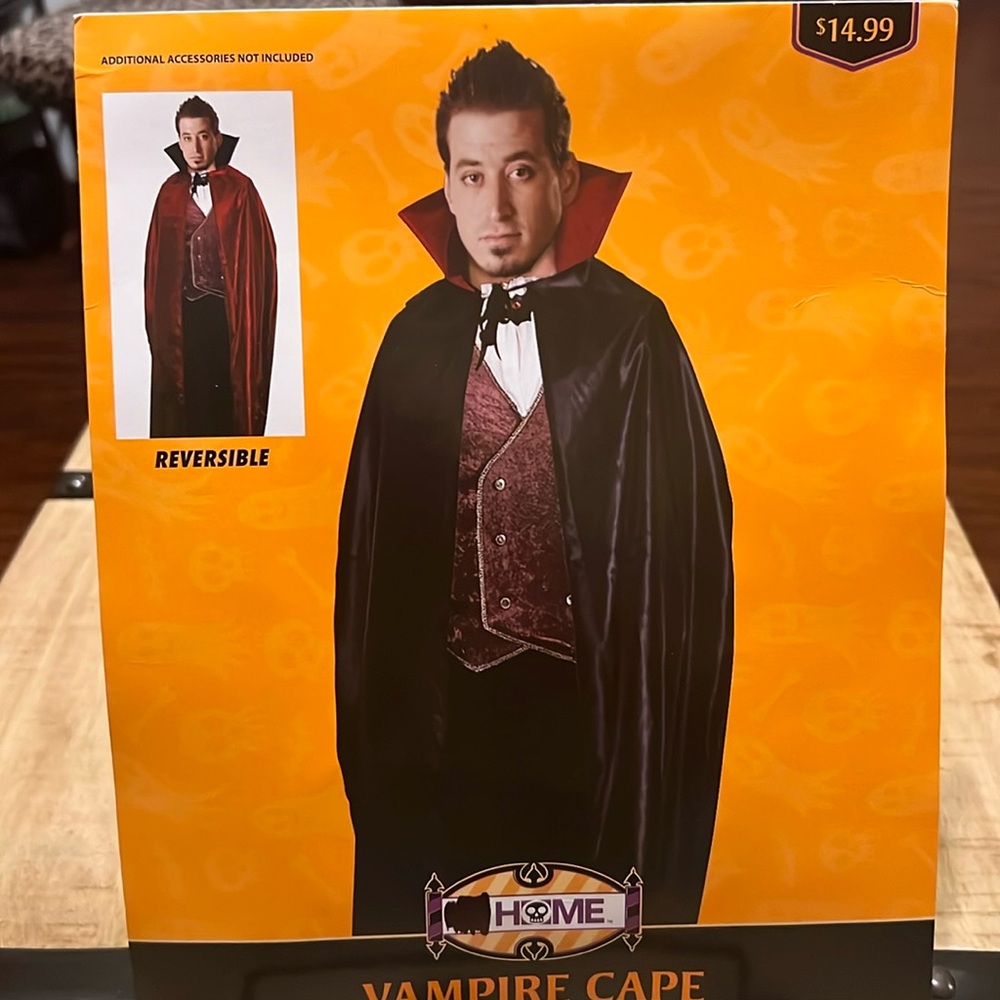 Reversible red and black vampire cape